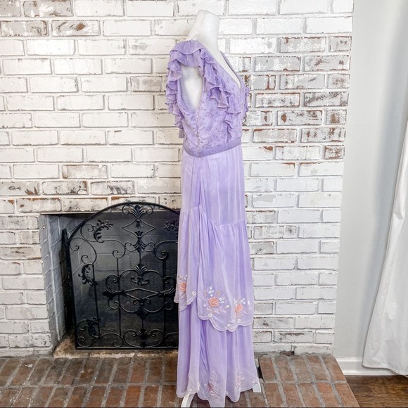 LoveShackFancy Chantelle Amethyst Floral Embroidered Romantic Maxi Dress 12 - Picture 8 of 15